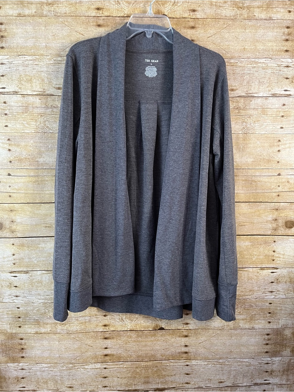 Tek Gear Women’s French Terry Charcoal Gray Open Front Cardigan Wrap EUC Size L - Picture 5 of 9